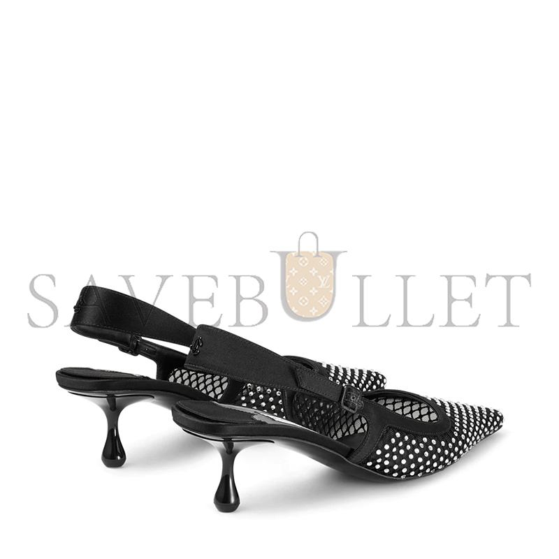 Ji*y Ch* amel 50 black crystal mesh & satin pumps amel50qhs